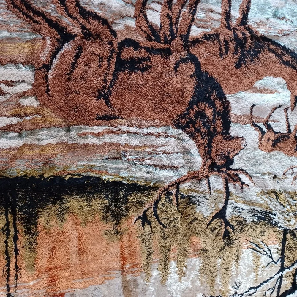 Vintage Deer Buck Forest Outdoorsman Wall Tapestry Rug Decor Italy Mid‎ Century
